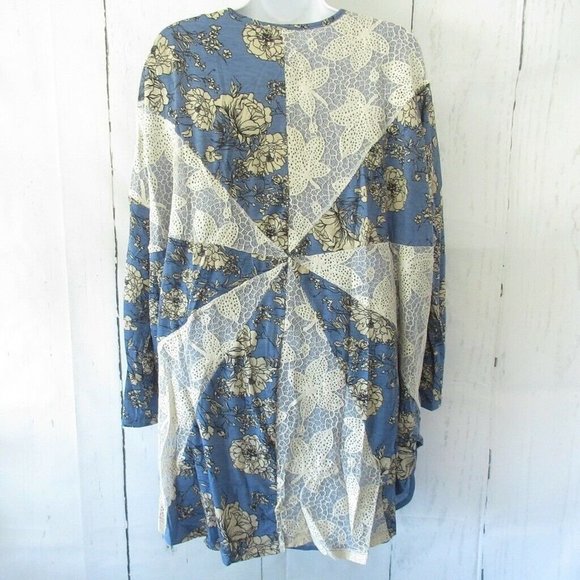 Entro Kimono Floral Lace Inset Cottage Granny Core Boho Cardigan - Picture 7 of 10